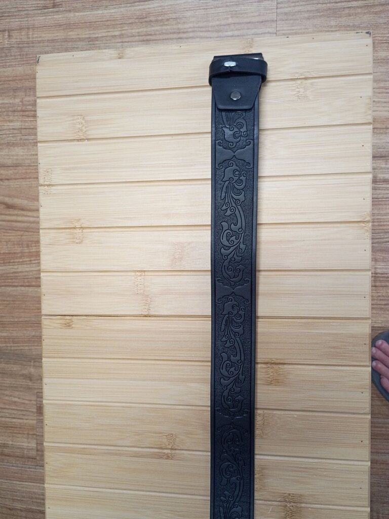 Black Leather Stylish Belt with Decorative Patterns