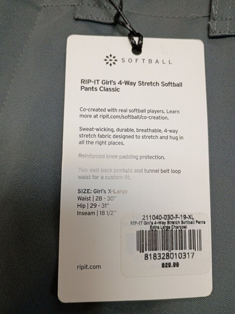 RIP-IT Girl's 4-Way Stretch Softball Pants Classic