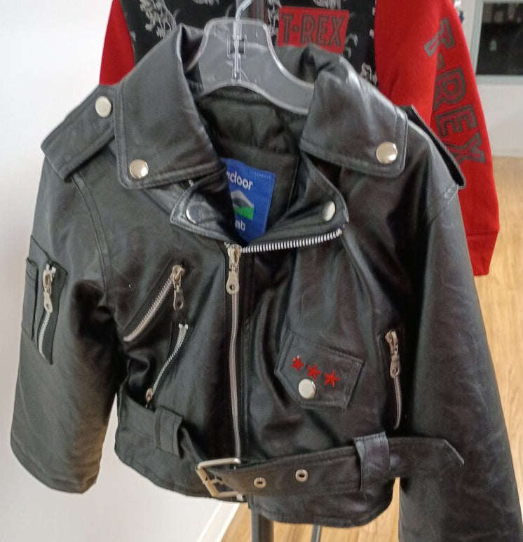 Outdoor Habitat Kids Black Leather Motorcycle Jacket