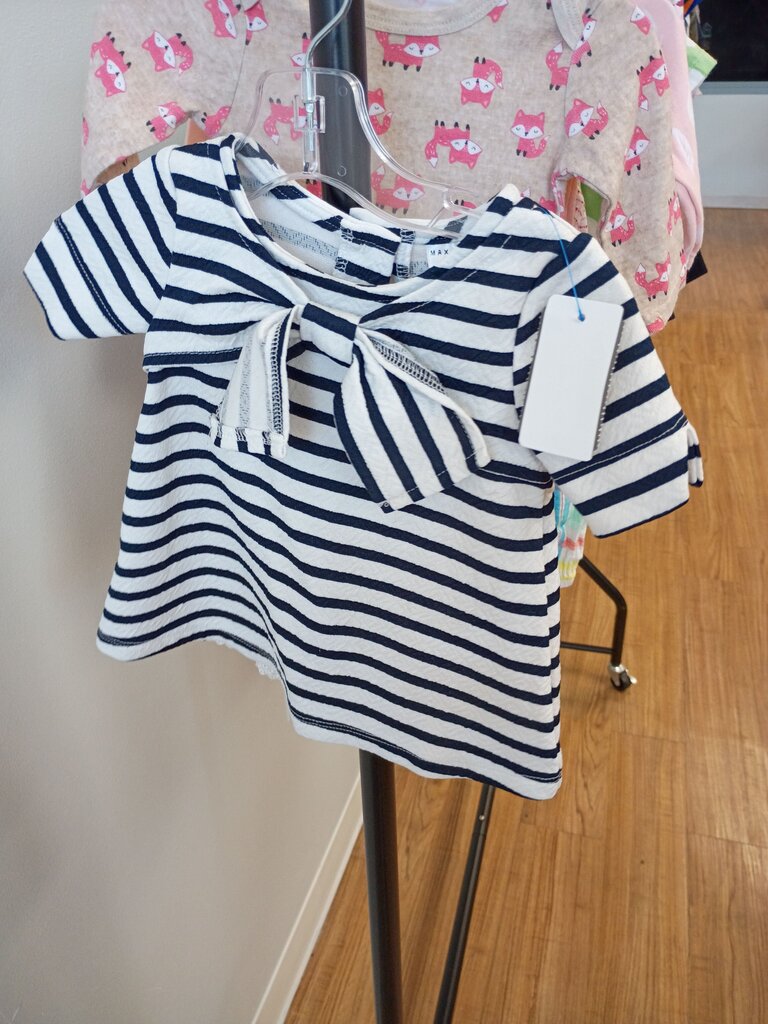 Max Studio Baby Navy and White Striped Dress