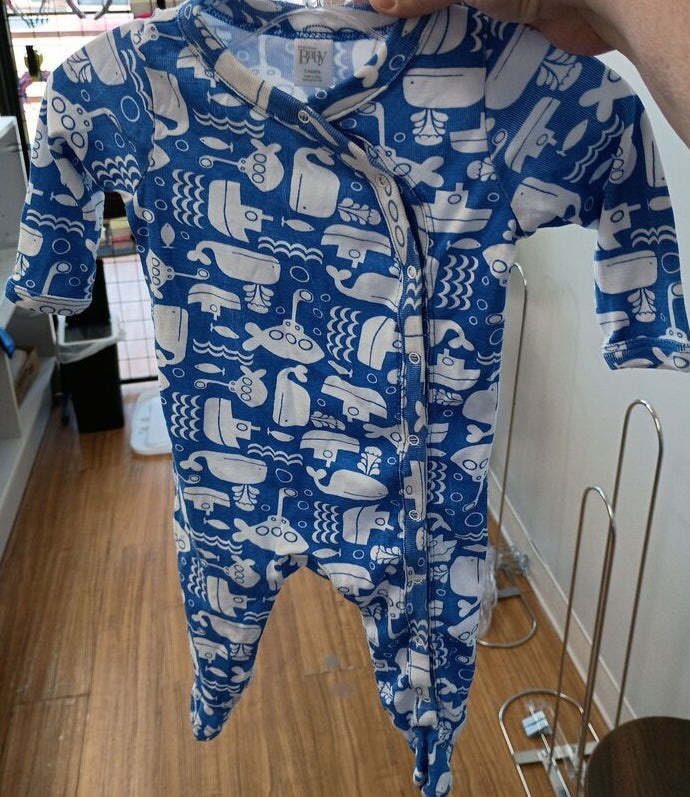 * Nordstrom Baby Whale Print Footed Sleeper, size 3mos.