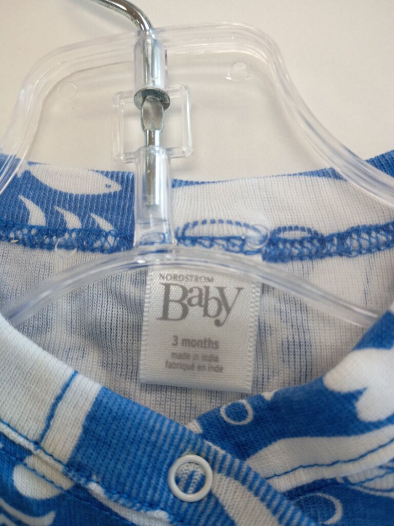 * Nordstrom Baby Whale Print Footed Sleeper, size 3mos.