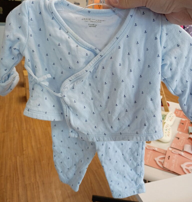 Janie and Jack Tiny Treasures Blue Baby Outfit