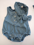 Striped Baby Romper with Headband