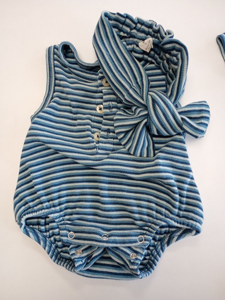 Striped Baby Romper with Headband