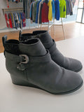 Gray Wedge Ankle Boots