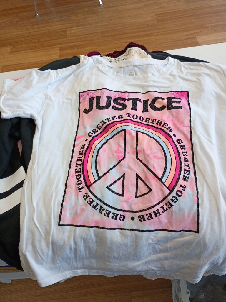 Justice Graphic Tee with Peace Sign