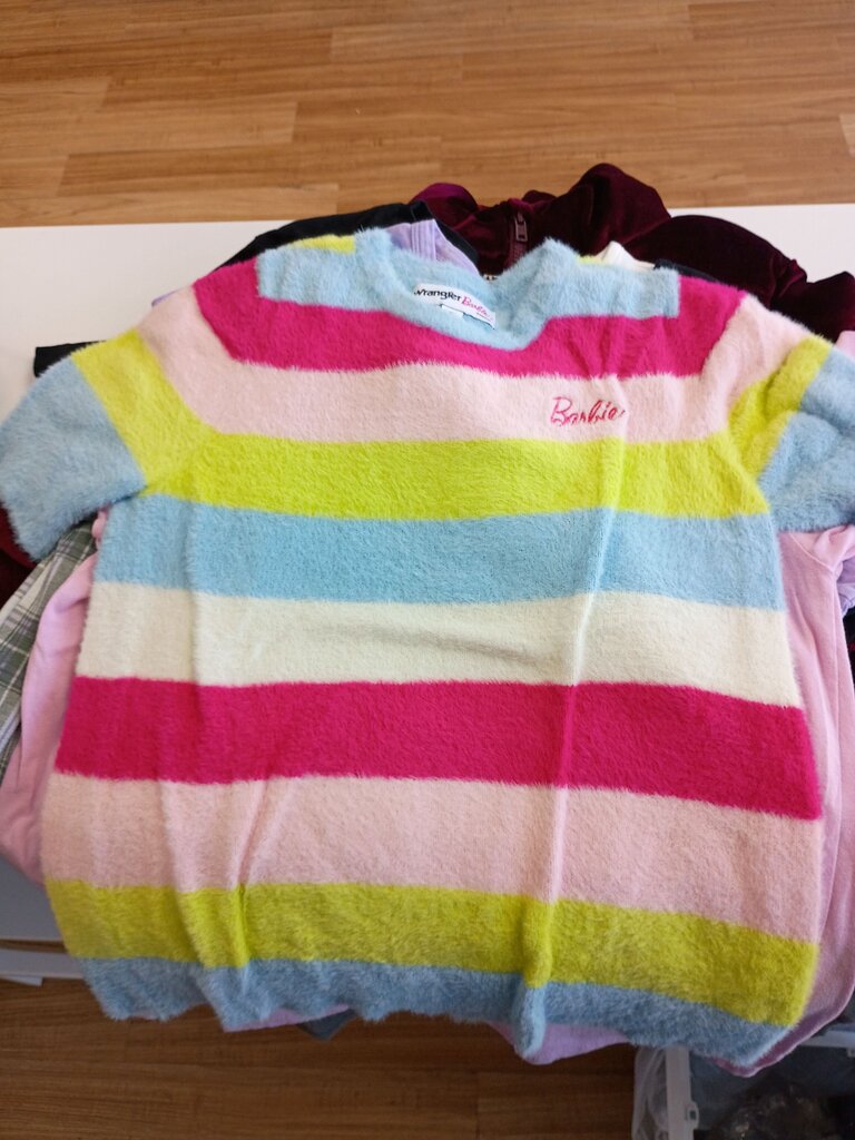 Wrangler Barbie Striped Fuzzy Sweater