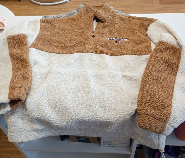 Forever 21 Brown and Cream Fleece Pullover