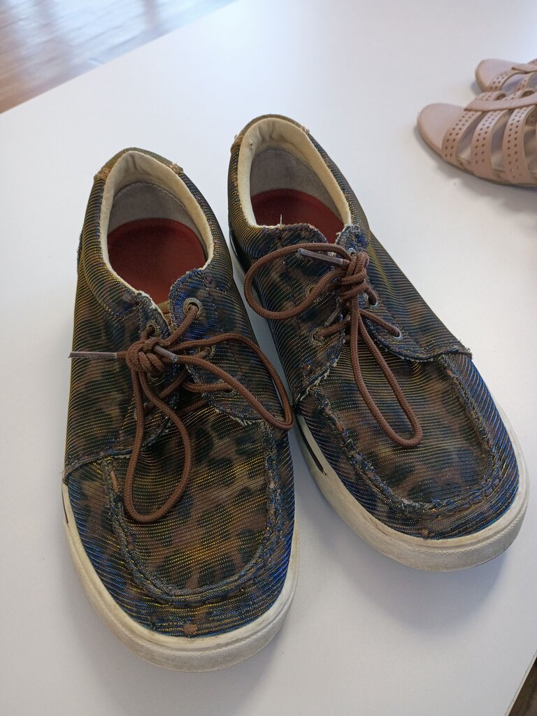 Blue and Brown Cheetah Print Youth Sneakers