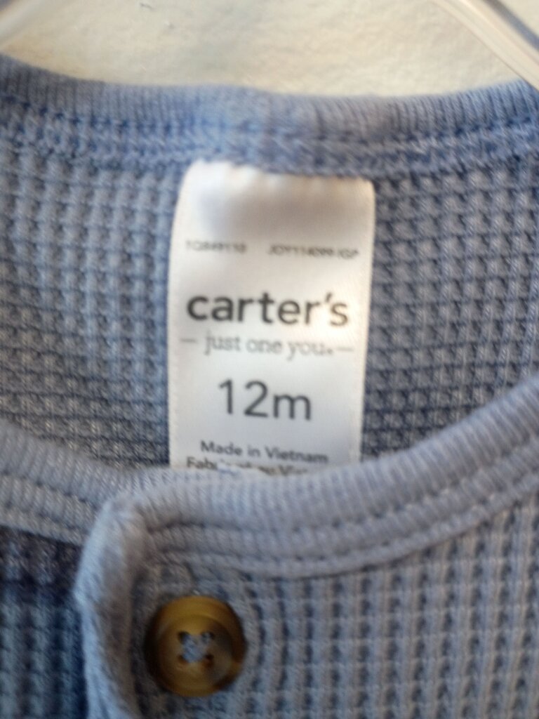 Carter's Boys Blue Waffle Knit Romper 12 Months