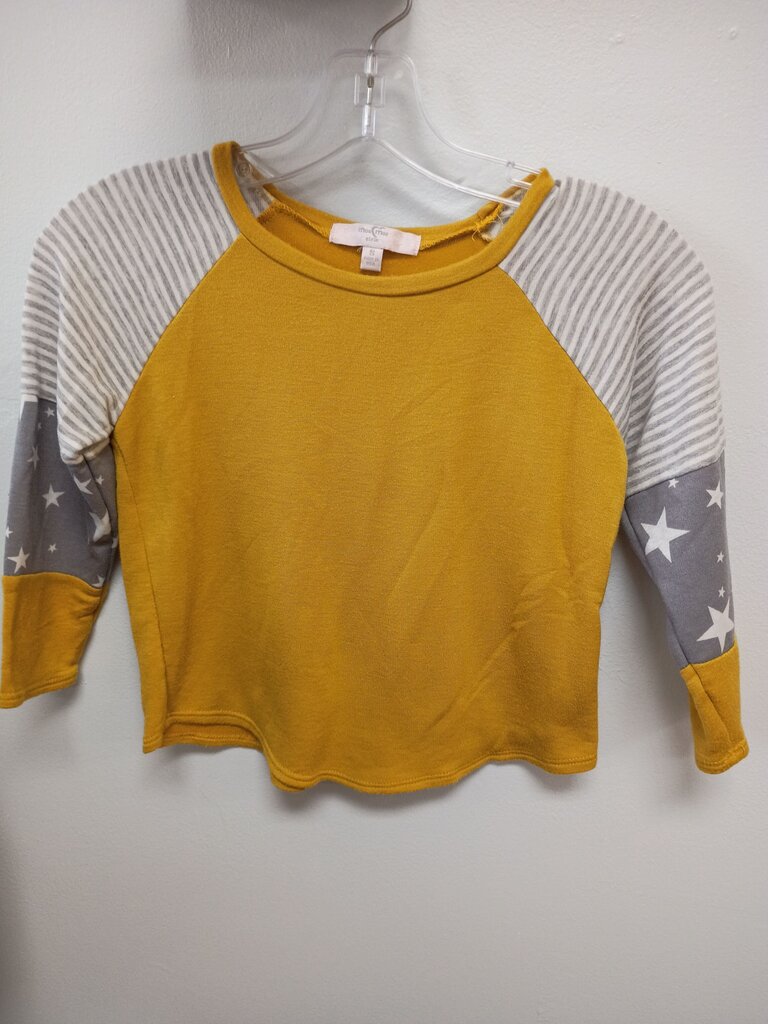 Moose and Moose Girls' Yellow Star Sleeve Shirt