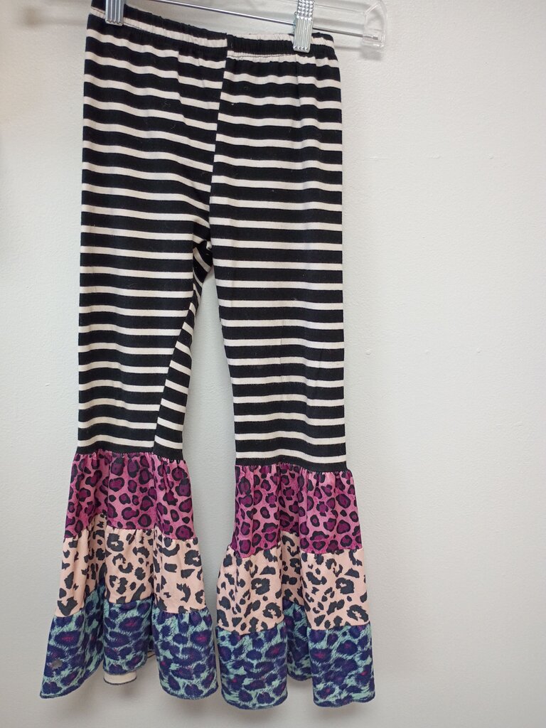 Striped Flare Leggings with Colorful Hem