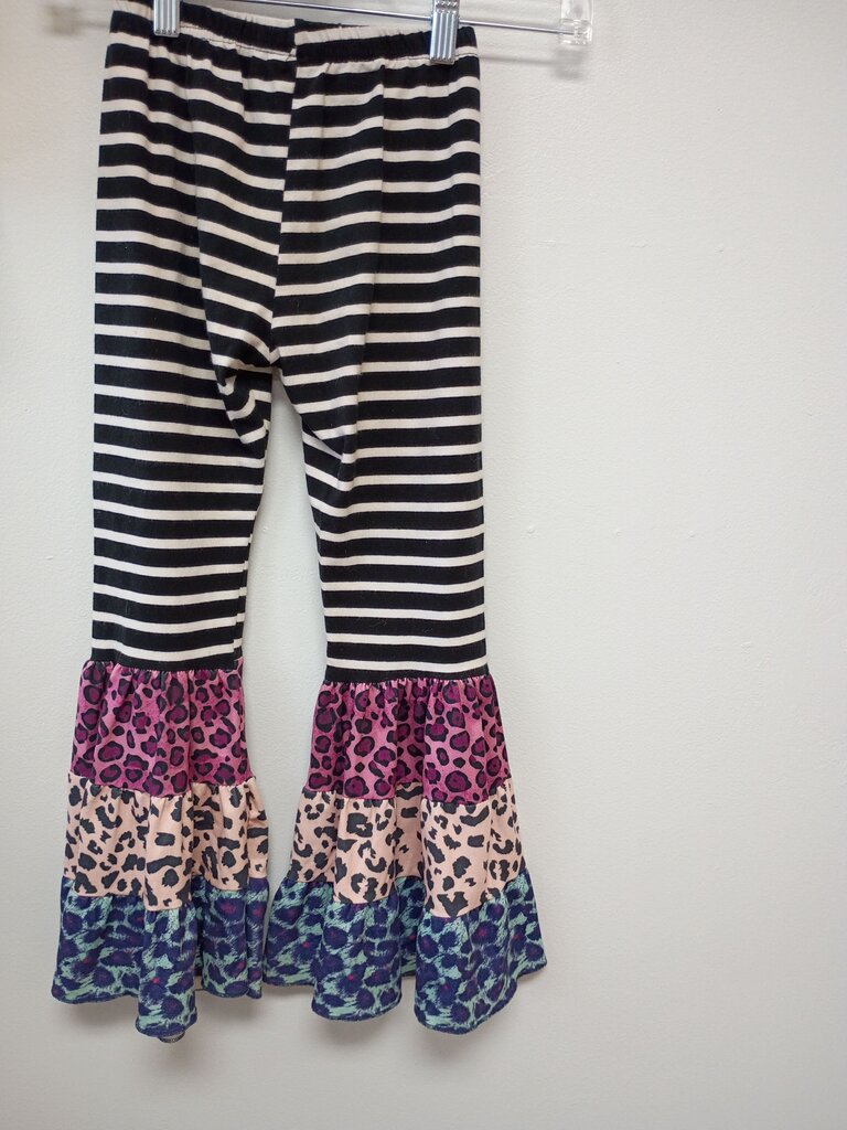 Striped Flare Leggings with Colorful Hem