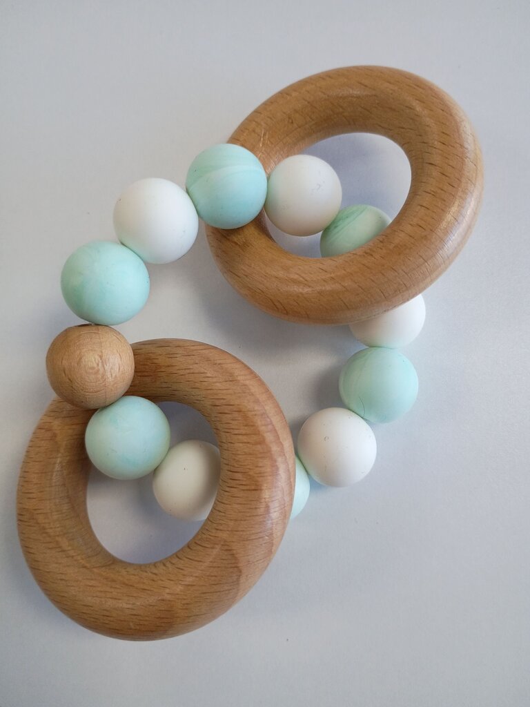 Wooden Teething Ring with Silicone Beads