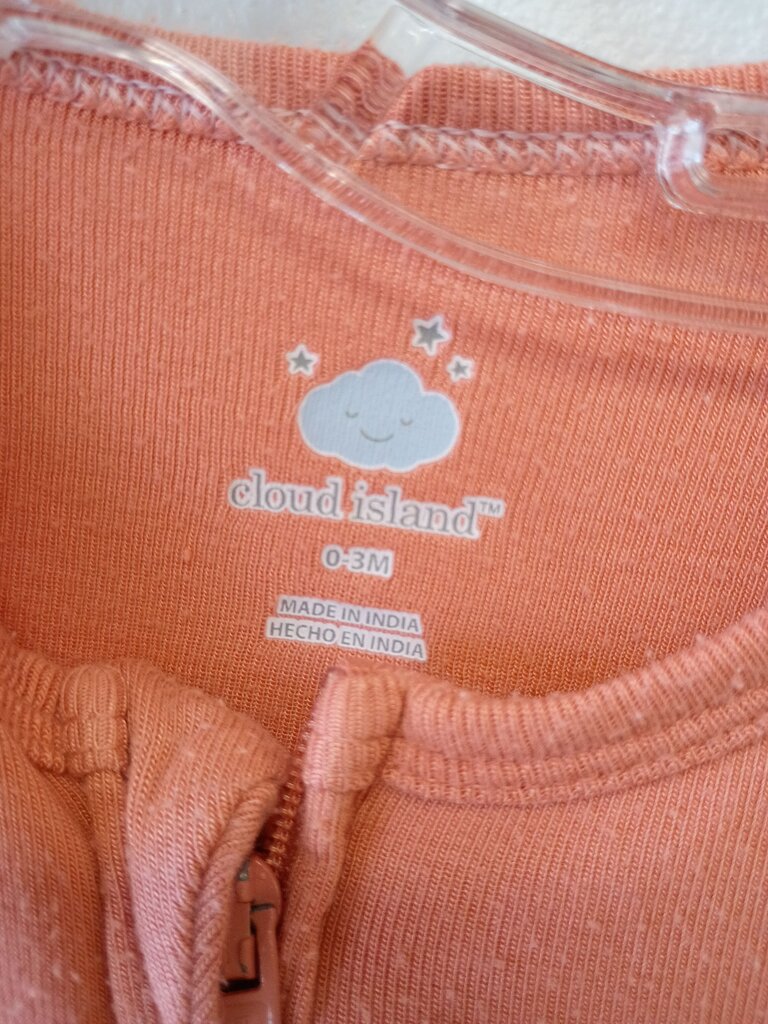 * Cloud Island Coral Baby Zip-Up/Down Sleeper, size 0-3mos.