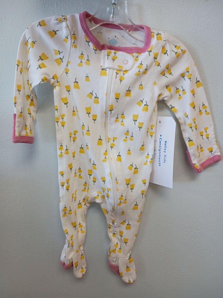 * Cloud Island White with Yellow Flowers Zipper Sleeper, size Newborn
