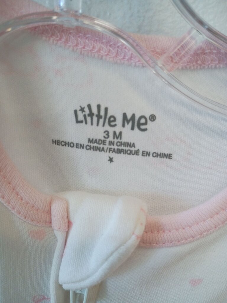 * Little Me White Sleeper with Pink Bear Print, size 3mos.