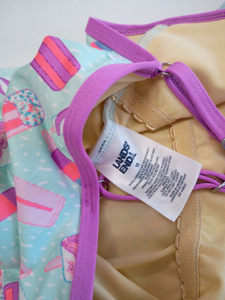Lands' End Girls' Swimsuit with Ice Cream Print