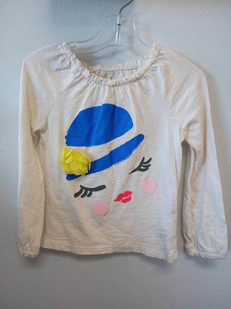 Cute Girl's Blue Hat Graphic Long Sleeve Top