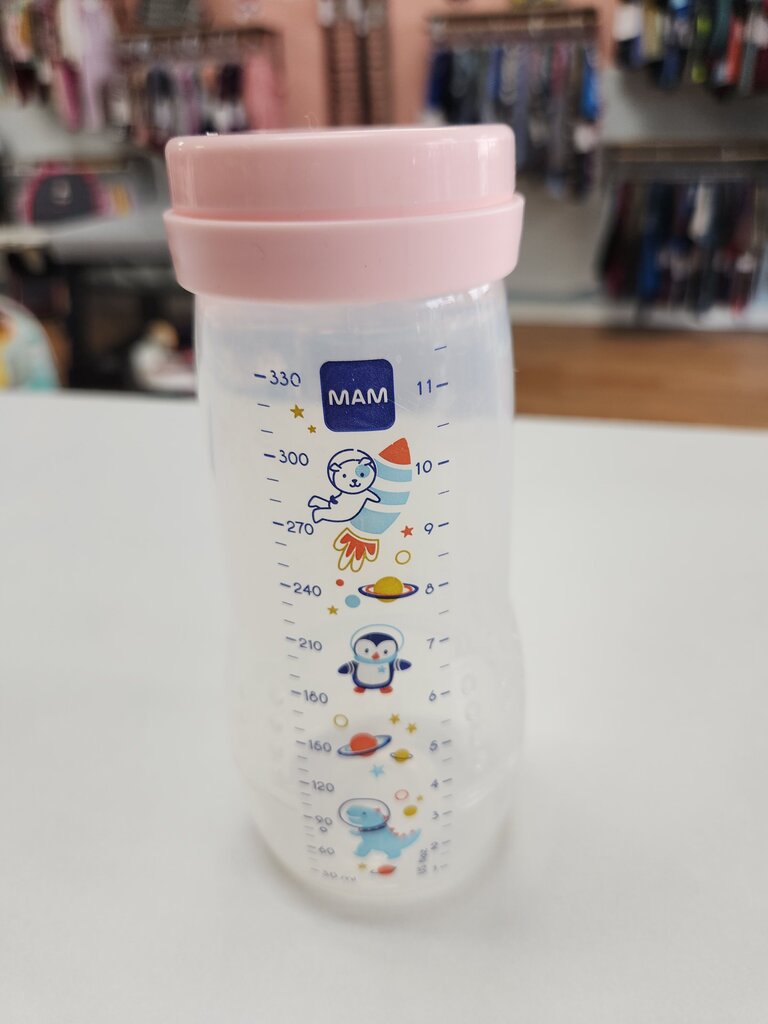 MAM Baby Bottle with Pink Cap