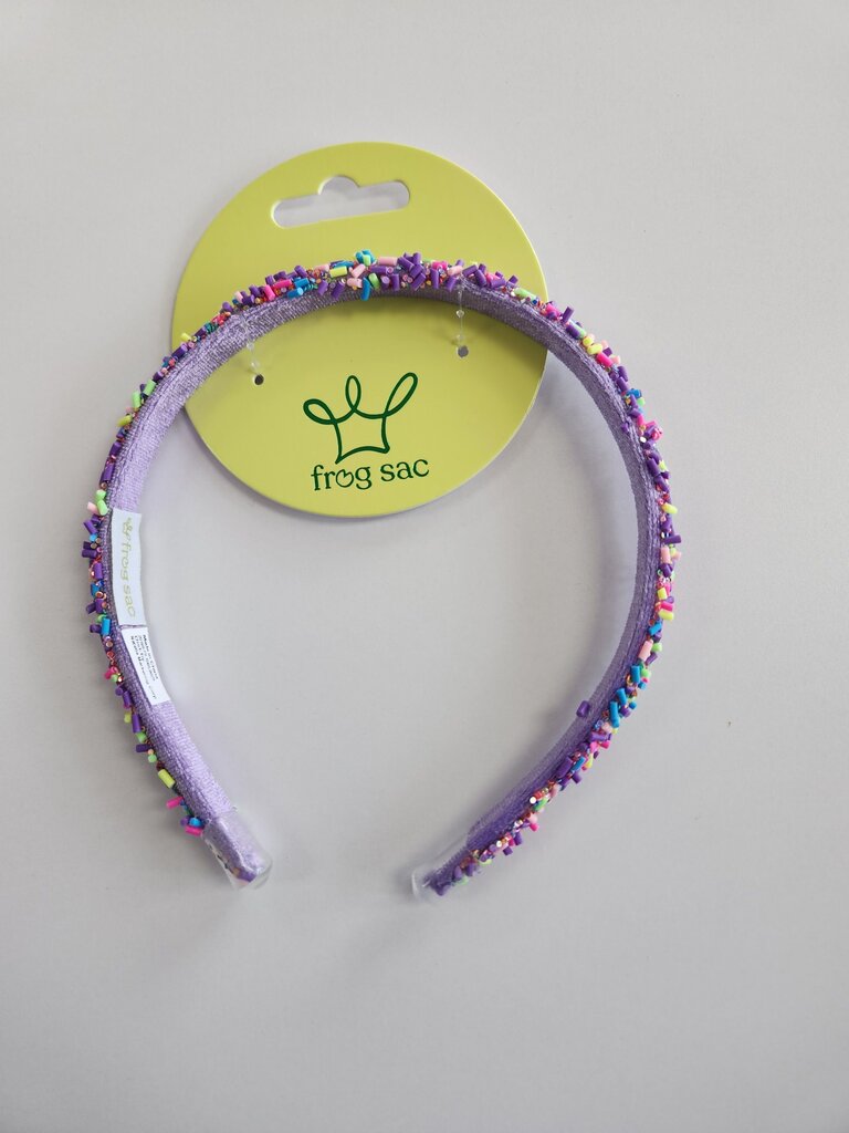 Frog Sac Purple Headband with Colorful Beads