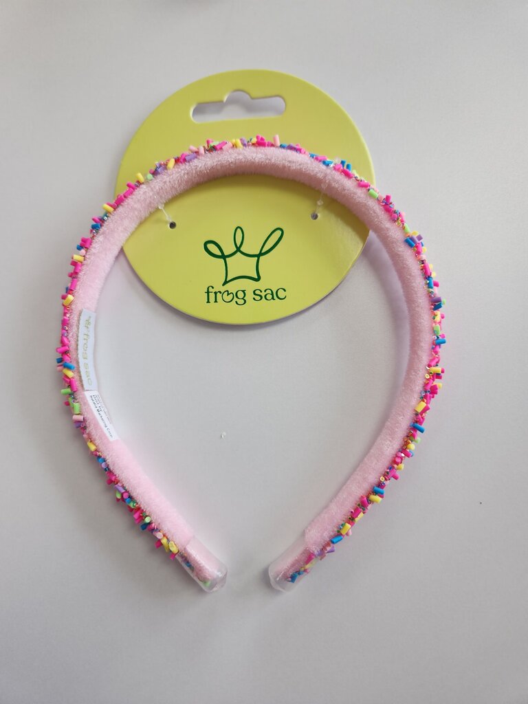Frog Sac Pink Beaded Headband