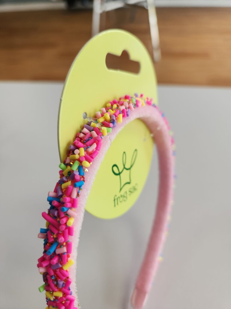 Frog Sac Pink Beaded Headband