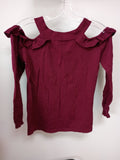 Maroon Cold Shoulders Top