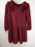Maroon Ruffled Long Sleeve Dress