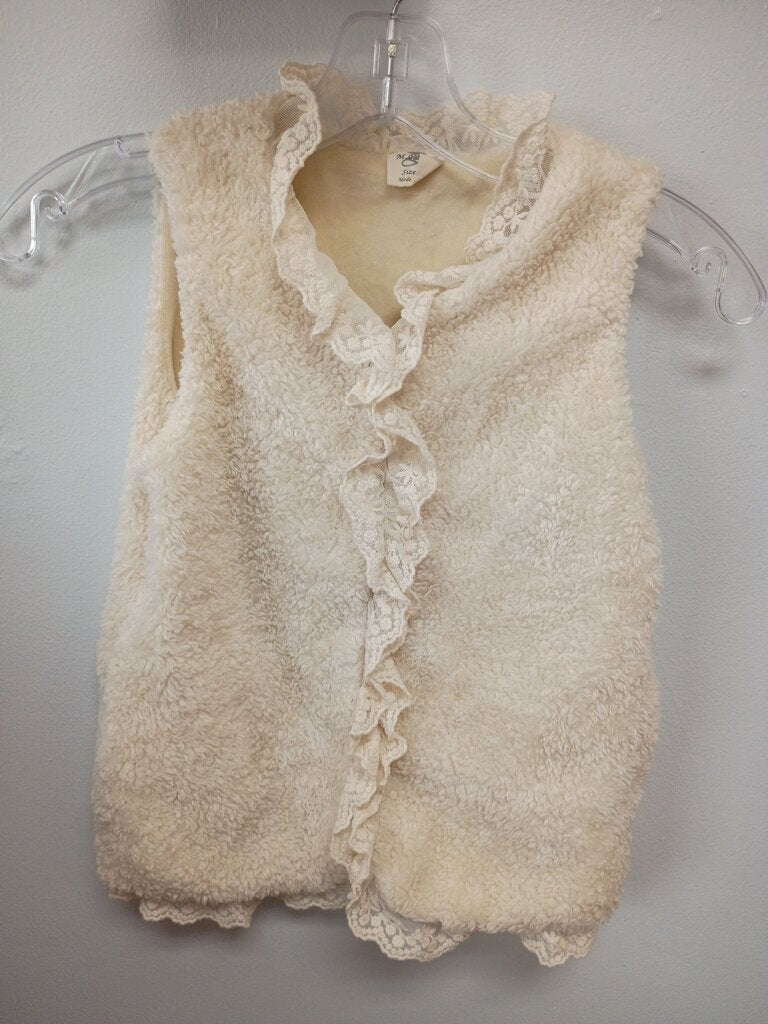 M.L. GIRLS Plush Vest with Lace Trim