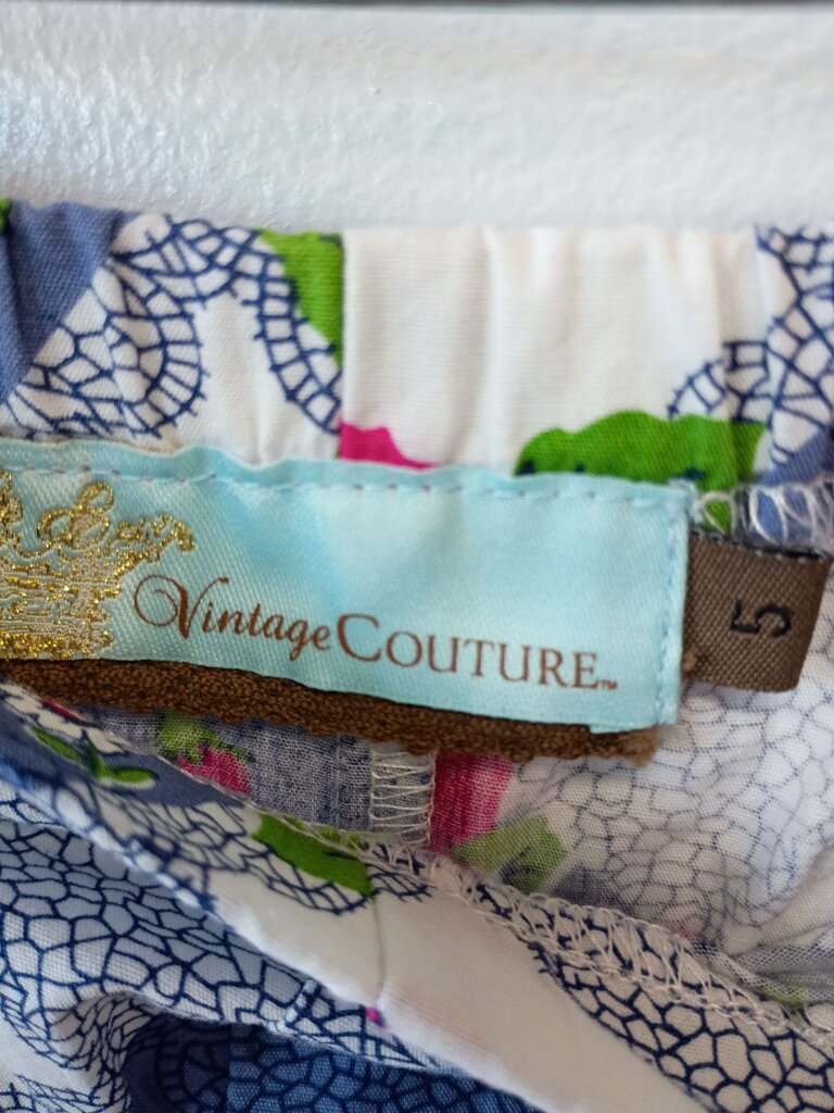 Vintage Couture Girls Floral Print Pants