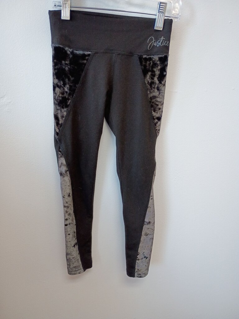 Justice Girls' Black Active Leggings with Velvet Panels
