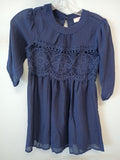 GB Girls Navy Blue Dress with Crochet Detail