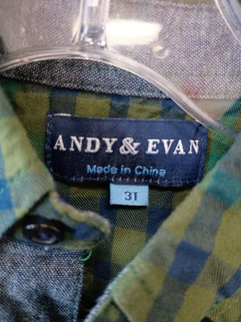 Andy & Evan Boys' Green and Blue Plaid Shirt