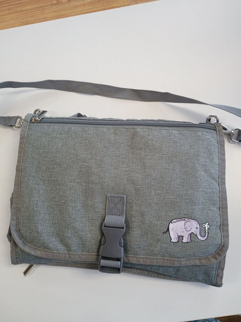 Grey Baby Changing Pad with Elephant Design
