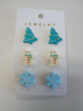 Winter-Themed Jewelry Set with Christmas Trees and Snowflakes