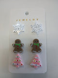 Christmas Themed Jewelry Set with Snowflakes, Gingerbread Men, and Christmas Trees