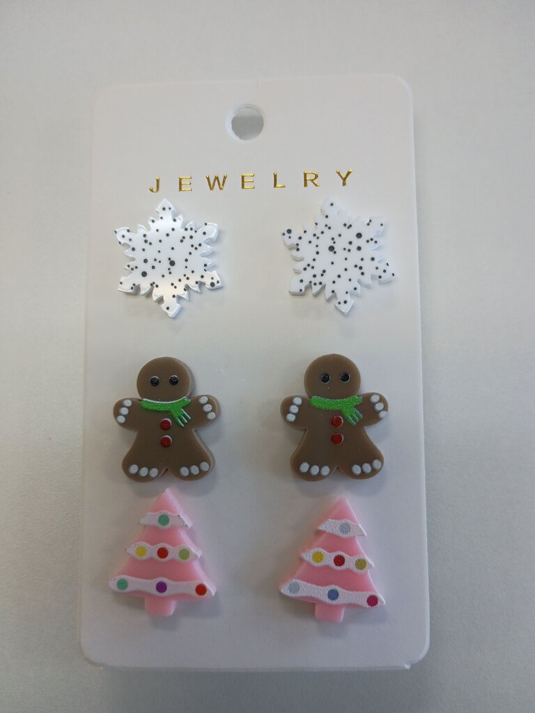 Christmas Themed Jewelry Set with Snowflakes, Gingerbread Men, and Christmas Trees