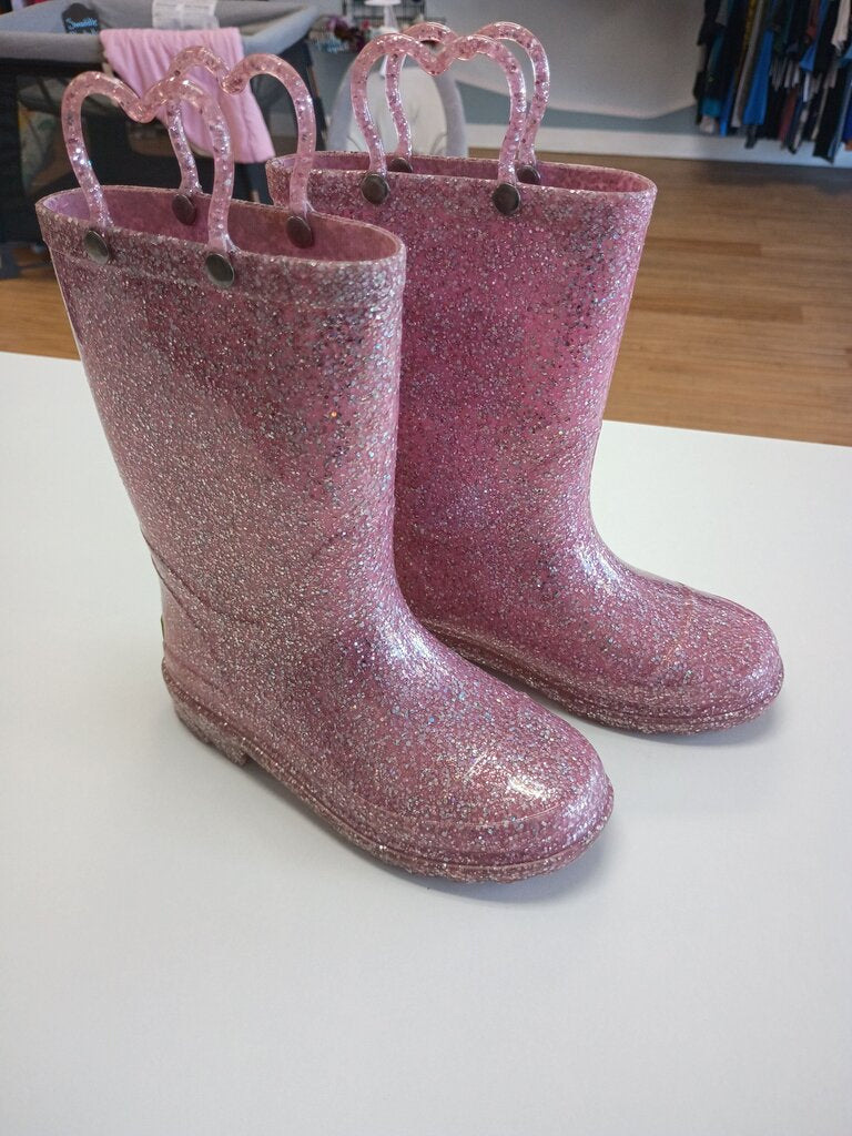 Western Chief Confetti Shimmer Glitter Lighted Pink Rain Boots