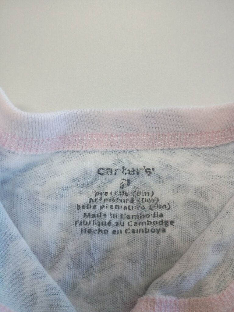 * Carter's White, Blue, & Pink Floral Sleeper, size Preemie