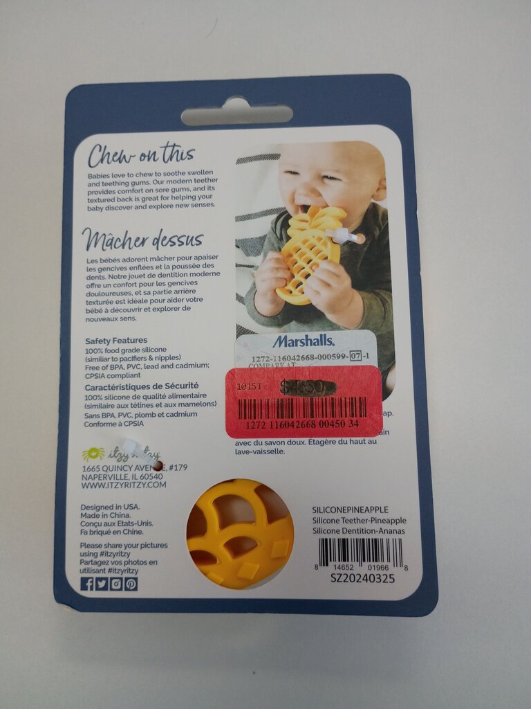 Itzy Ritzy Chew Crew Silicone Teether - Pineapple