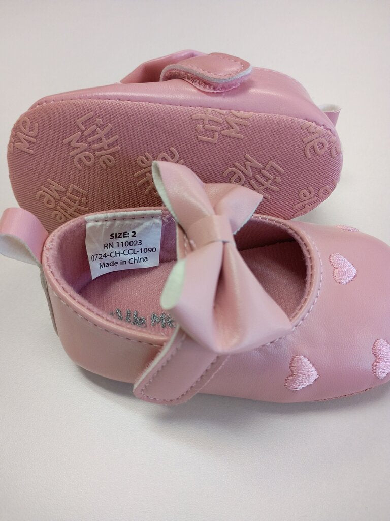 Pink Bow Heart Baby Shoes