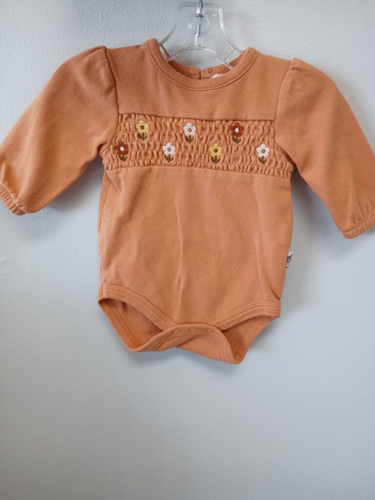 Orange Floral Embroidered Baby Bodysuit