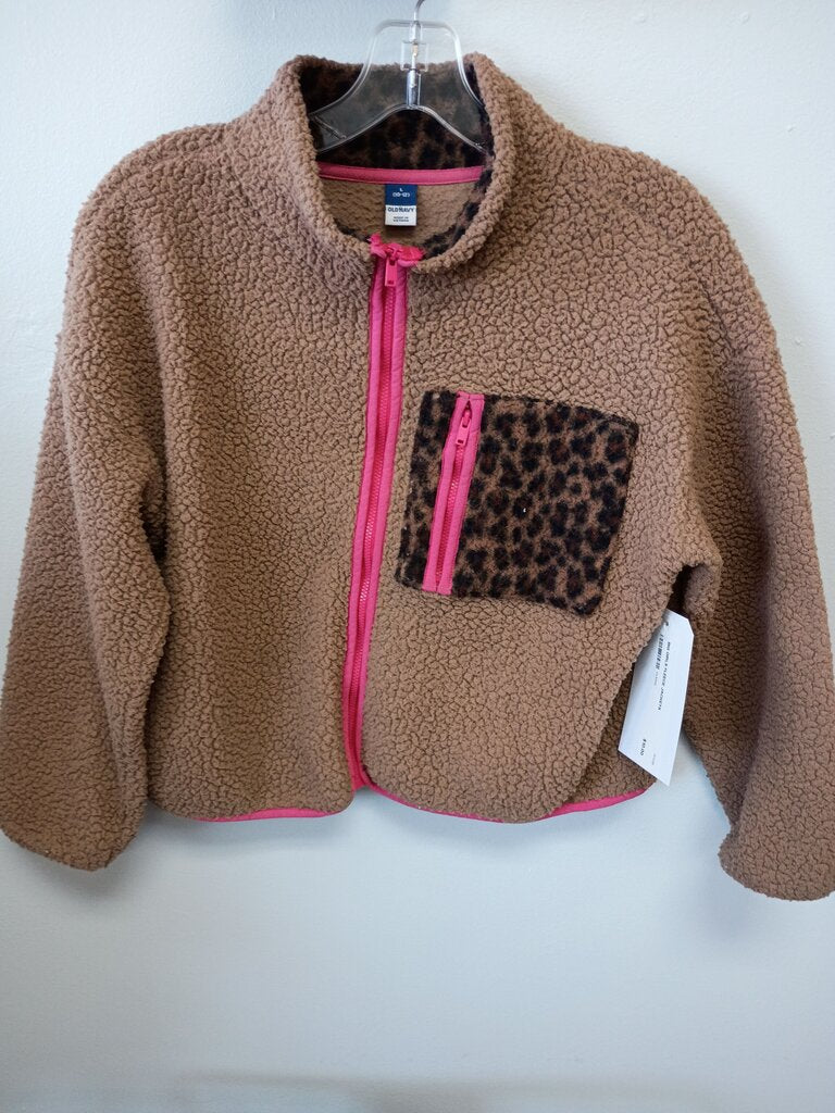 Old Navy Girls' Fleece Jacket with Leopard Pocket