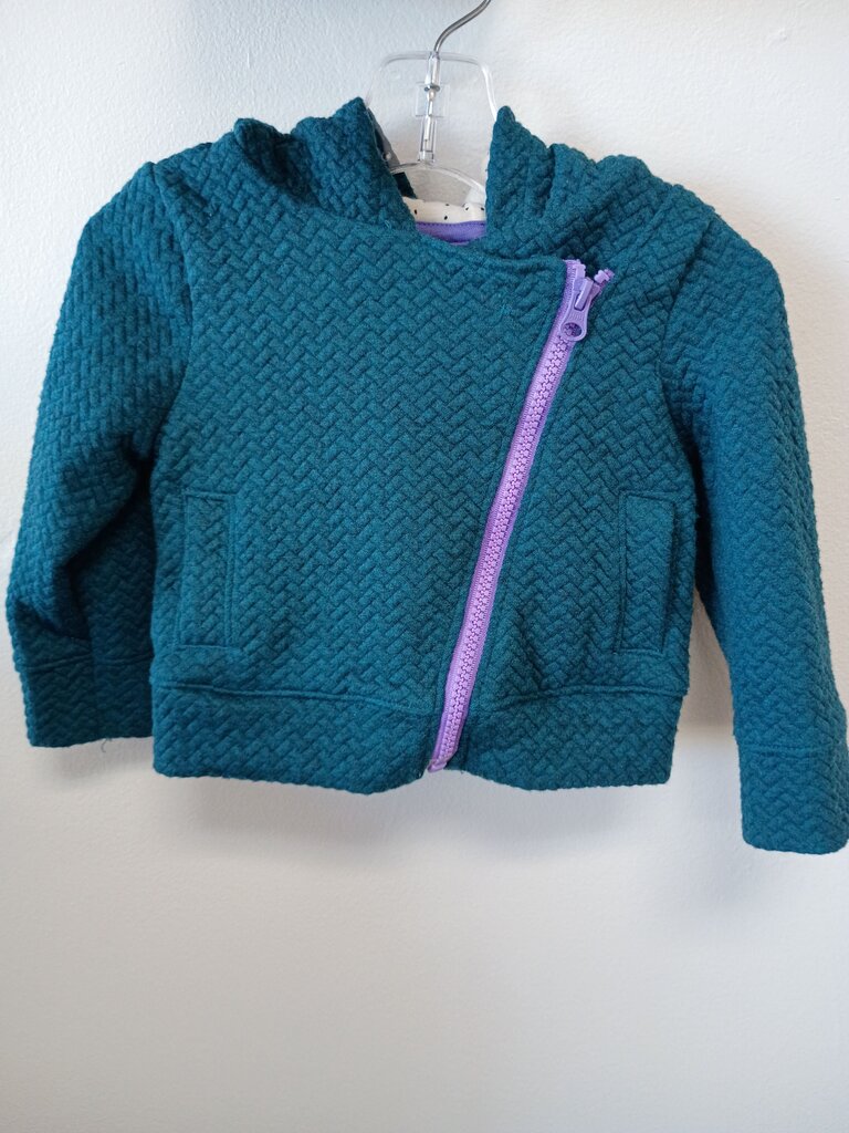 Girls' Teal Zippered Hooded Jacket