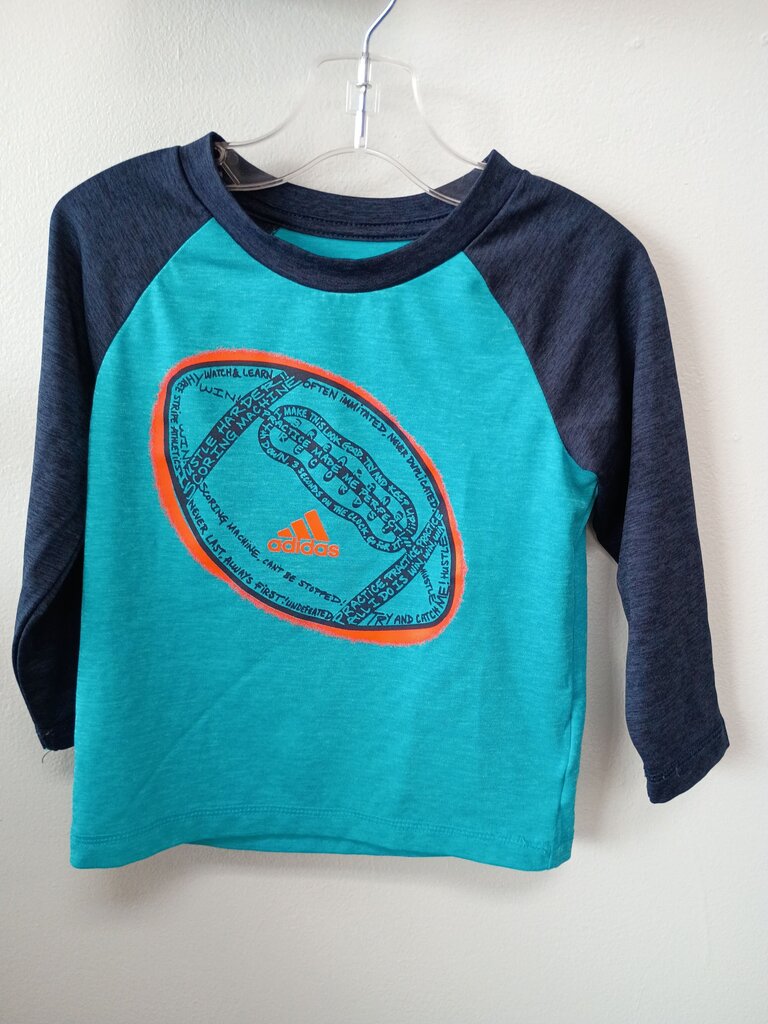 Adidas Boys' Teal and Navy Graphic T-Shirt