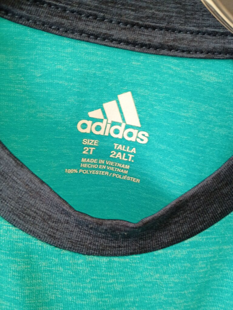 Adidas Boys' Teal and Navy Graphic T-Shirt