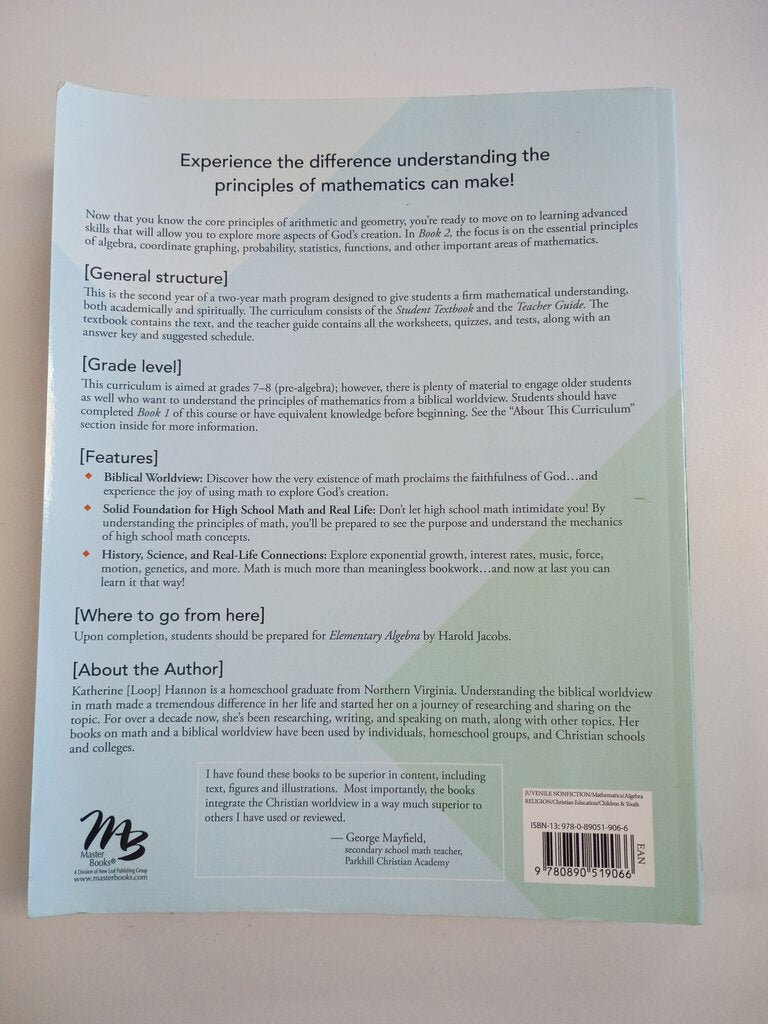 Principles of Mathematics Book 2: Biblical Worldview Curriculum