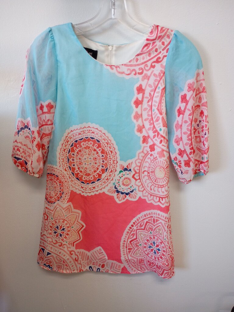in.girl Pink and Aqua Printed Dress